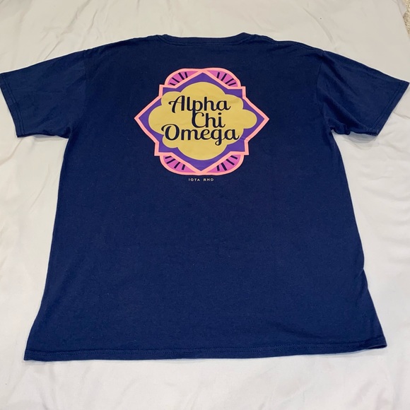Alpha Chi Omega Navy Blue Logo Tee T-Shirt - Picture 2 of 5